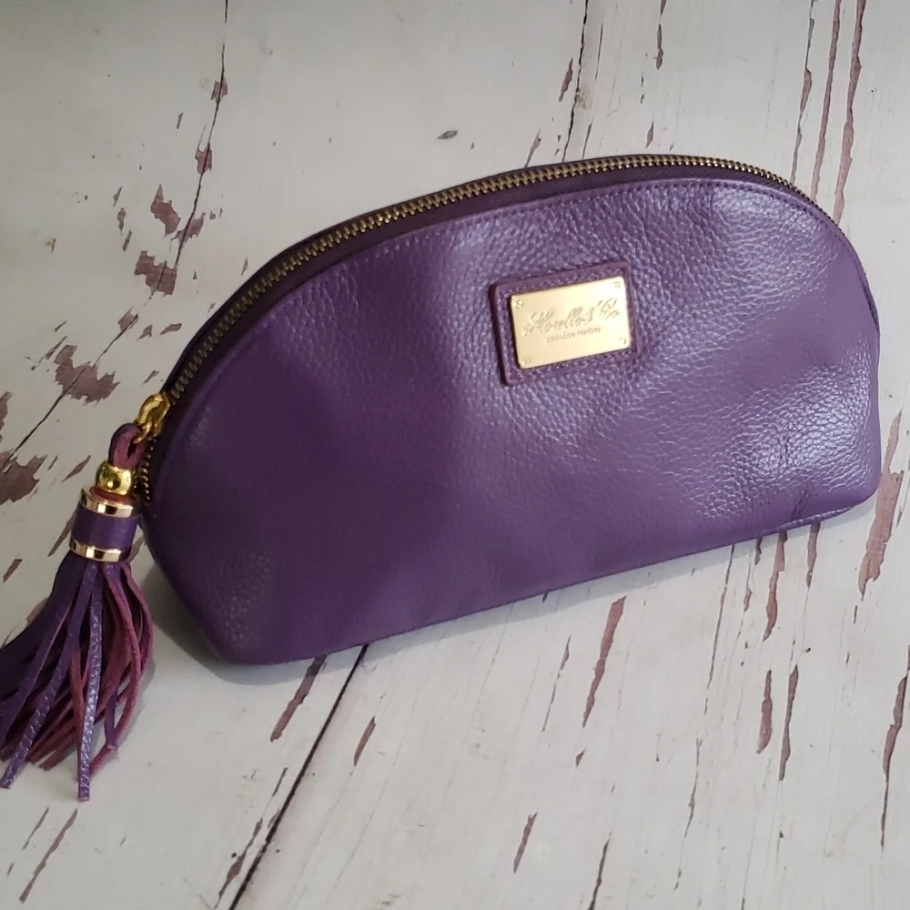 Moreller and Co. cosmetics, clutch Purple leather bag